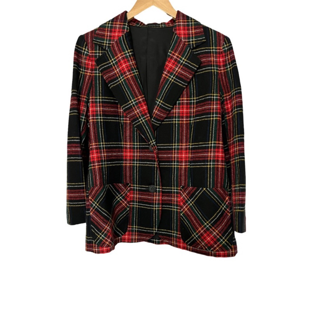 Vintage Red Plaid Blazer